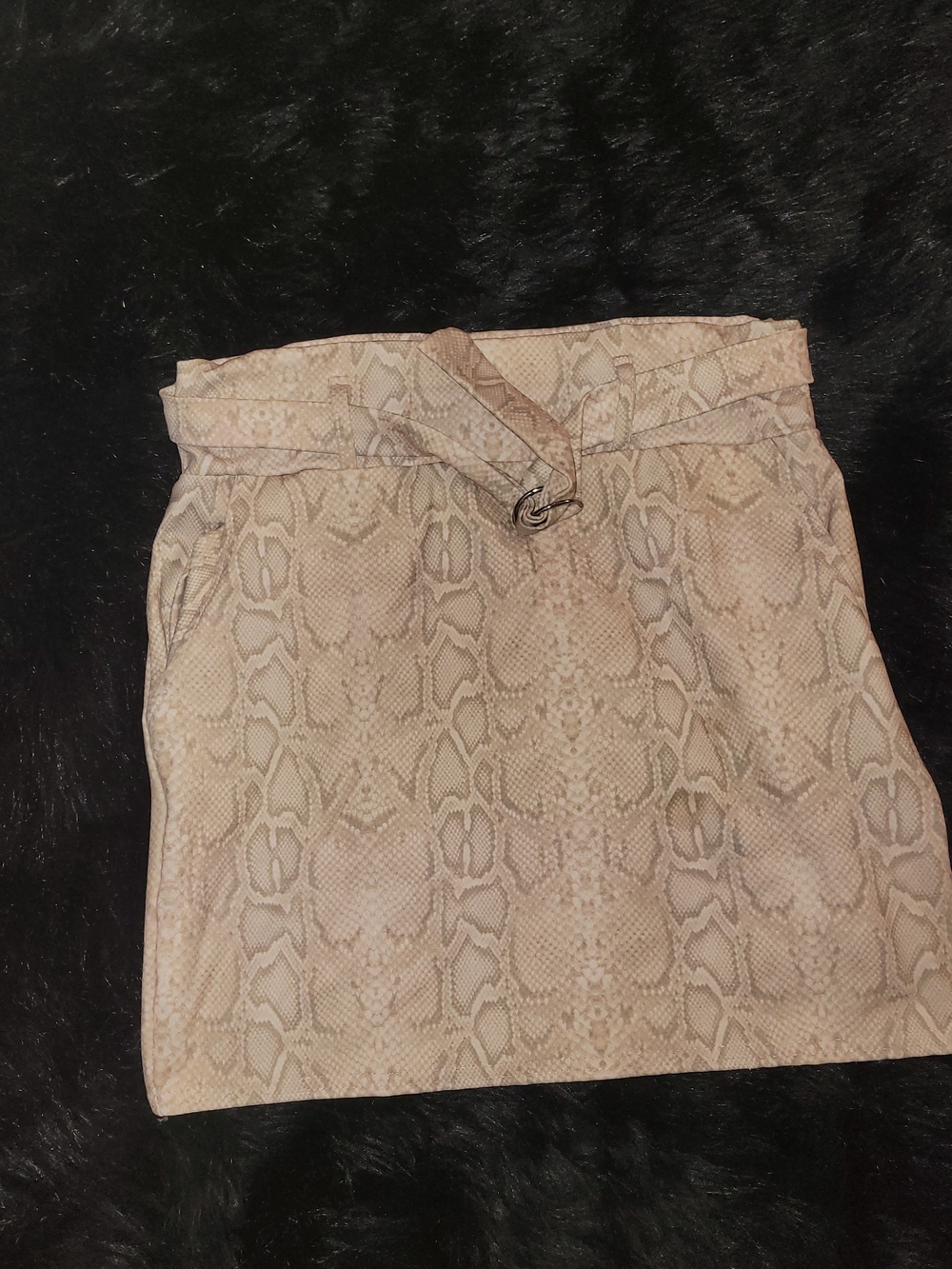 Snakeskin Print Mini Skirt in Neutral Tones